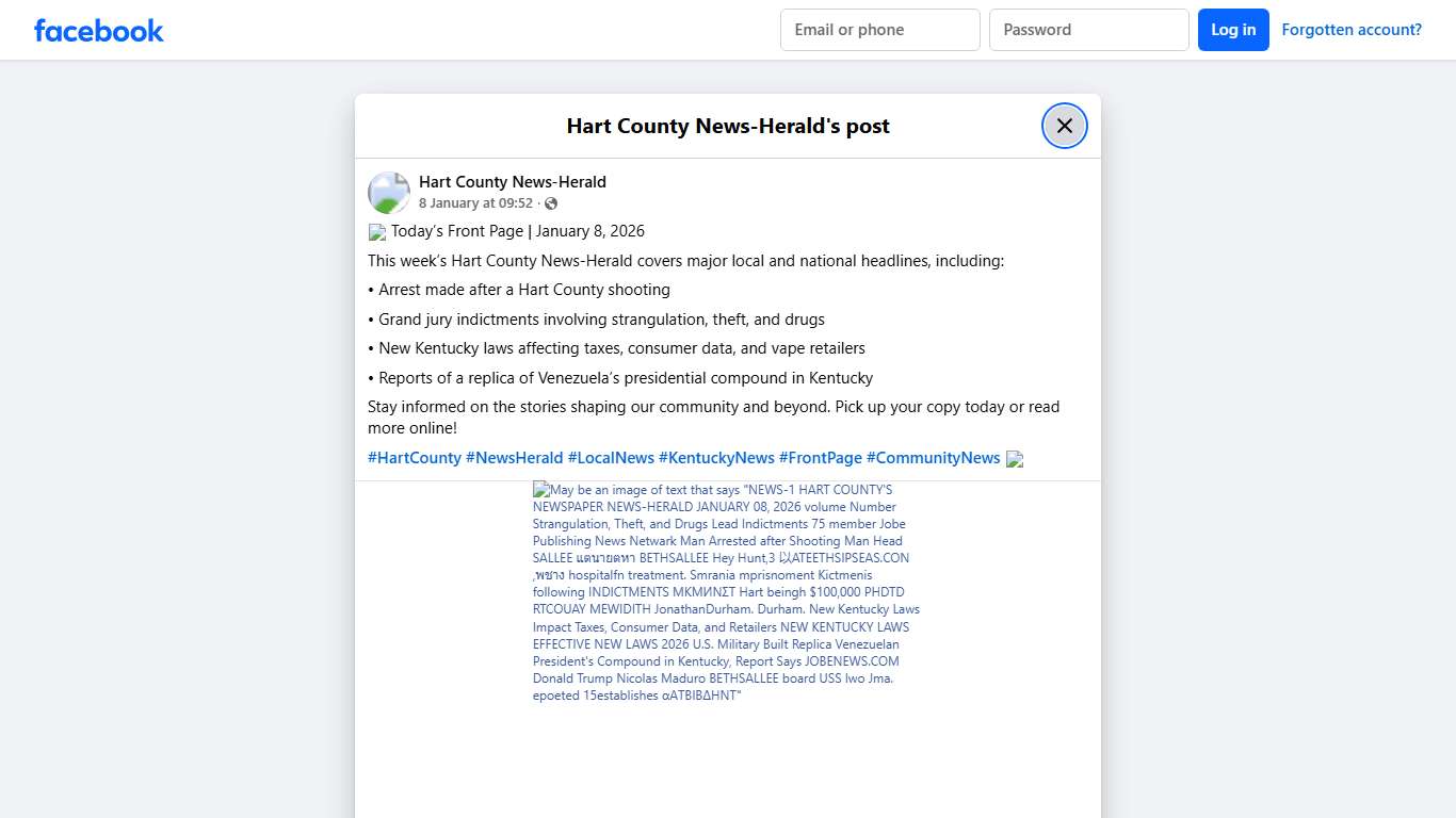 🗞️ Today’s Front Page January... - Hart County News-Herald Facebook